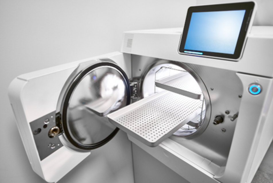 A medical autoclave for sterilizing surgical and other instruments with a screen